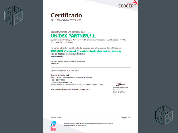 Certificado Ecocert Cosmos